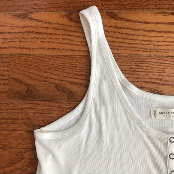 LUCKY BRAND Sandwash Rib Henley White Casual Tank Top Women’s Size M NWT - Picture 5 of 7